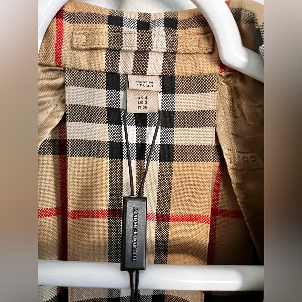 NWT Burberry Vintage Check Wool Tailored Blazer Size 2  Kylie  Jenner Suit Coat - Picture 7 of 10